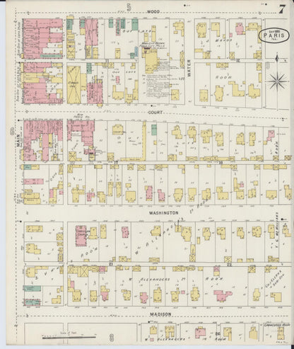 Sanborn Fire Insurance Map from Paris, Edgar County, Illinois (1895), Sheet #0007 - Historic Sanborn Fire Insurance Map Print, vintage old map wall art, antique decor, genealogy gift, Illinois Illinois map