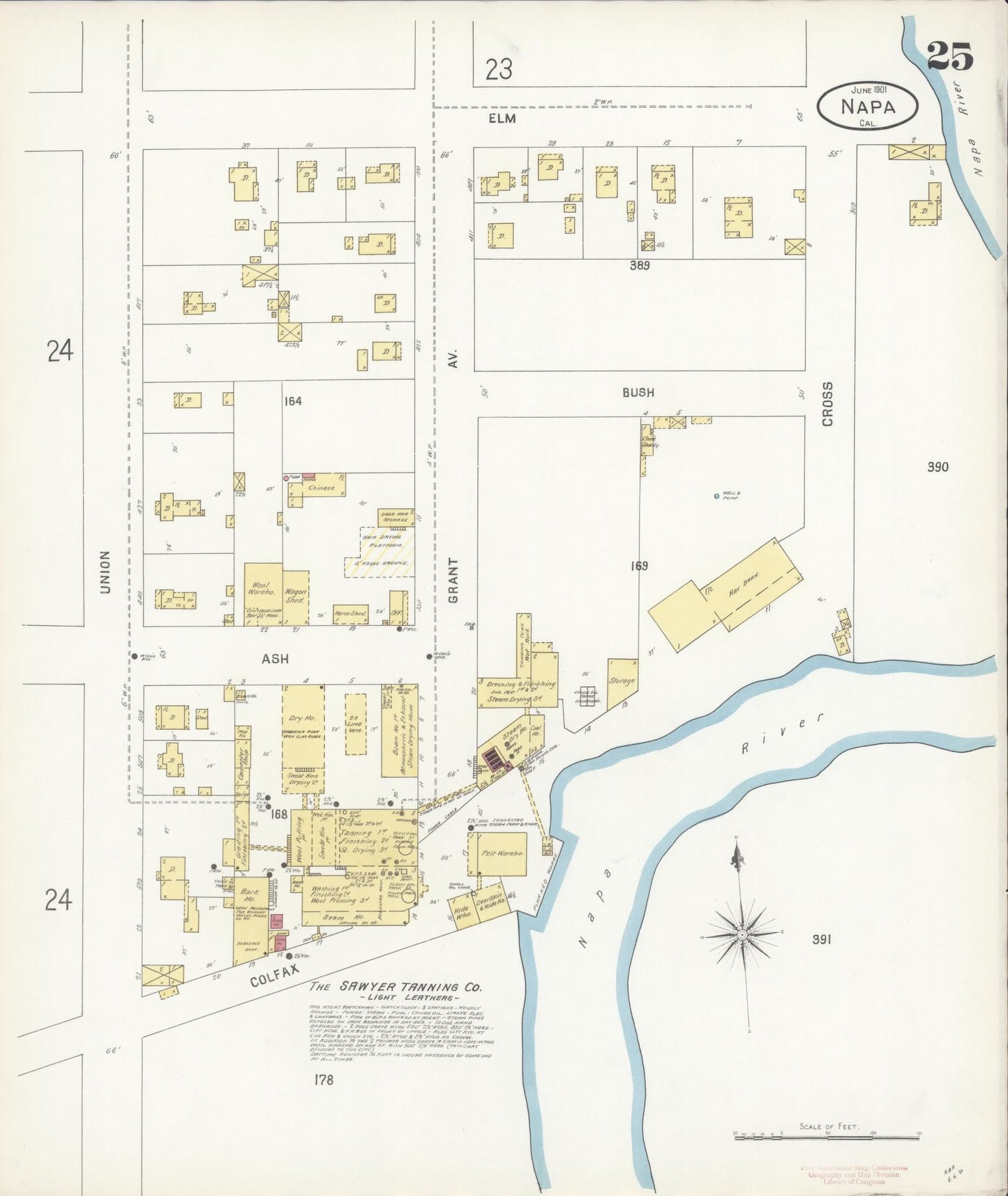 Sanborn Fire Insurance Map from Napa, Napa County, California (1901), Sheet #0025 - Complete Map Set gallery image, historic Sanborn map, vintage wall art, California California