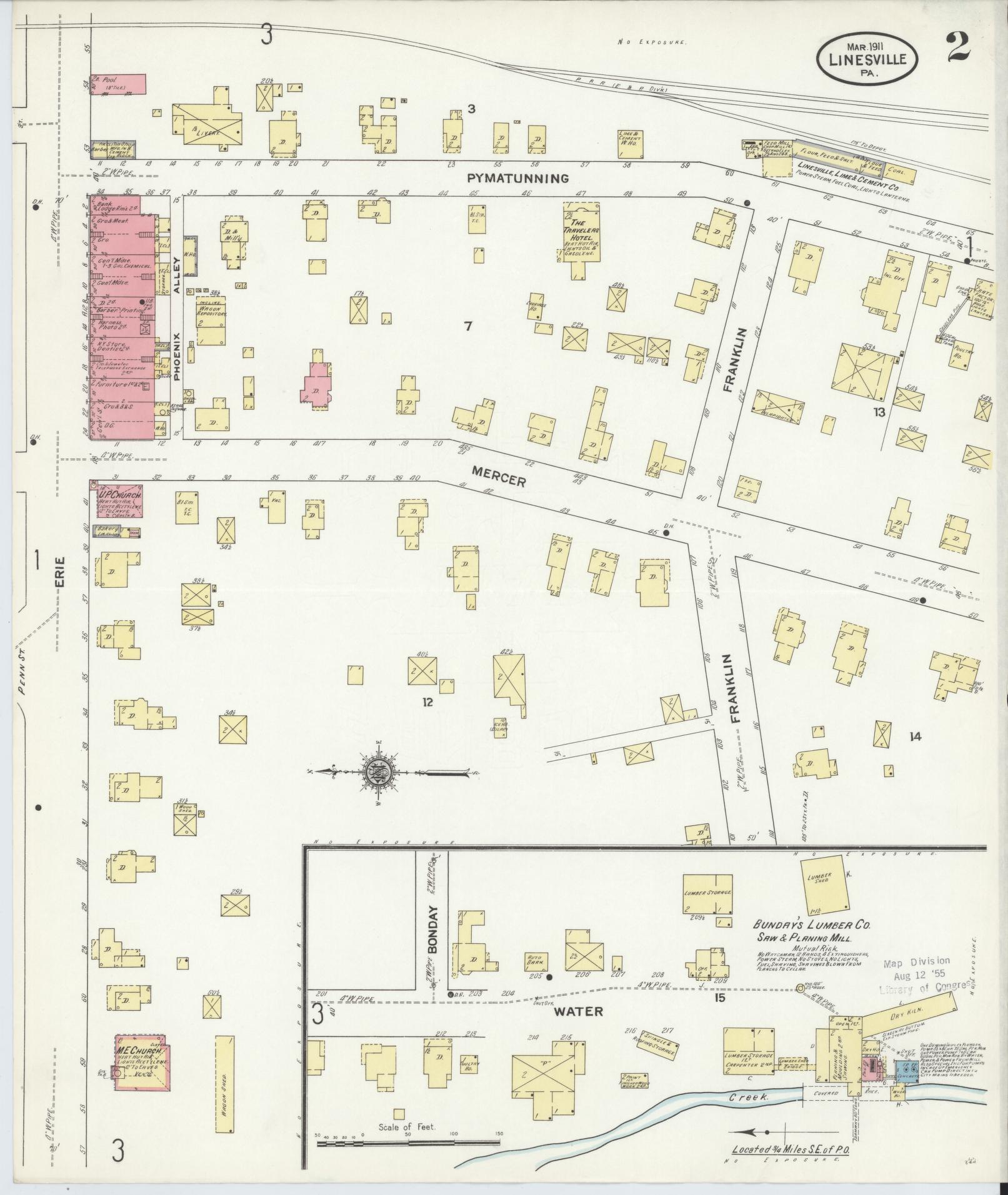 Sanborn Fire Insurance Map from Linesville, Crawford County, Pennsylvania (1911), Sheet #0002 - Complete Map Set gallery image, historic Sanborn map, vintage wall art, Pennsylvania Pennsylvania