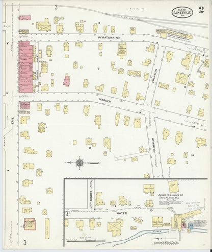 Sanborn Fire Insurance Map from Linesville, Crawford County, Pennsylvania (1911), Sheet #0002 - Complete Map Set gallery image, historic Sanborn map, vintage wall art, Pennsylvania Pennsylvania