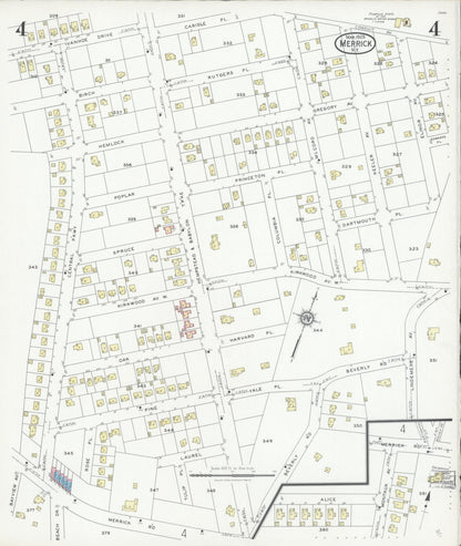Sanborn Fire Insurance Map from Merrick, Nassau County, New York (1929), Sheet #0004 - Complete Map Set gallery image, historic Sanborn map, vintage wall art, New York New York