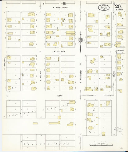 Sanborn Fire Insurance Map from Iola, Allen County, Kansas (1912), Sheet #0020 - Complete Map Set gallery image, historic Sanborn map, vintage wall art, Kansas Kansas
