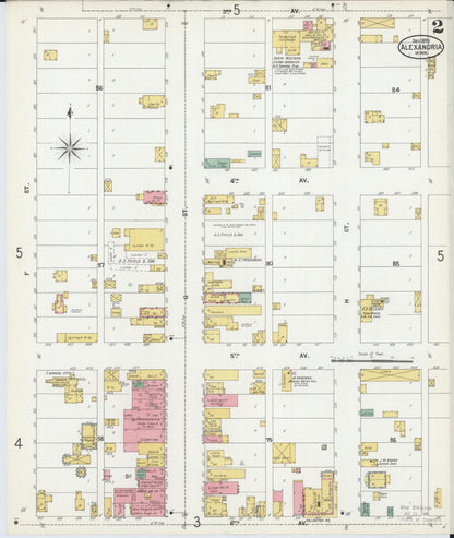 Sanborn Fire Insurance Map from Alexandria, Douglas County, Minnesota (1899), Sheet #0002 - Historic Sanborn Fire Insurance Map Print, vintage old map wall art, antique decor, genealogy gift, Minnesota Minnesota map