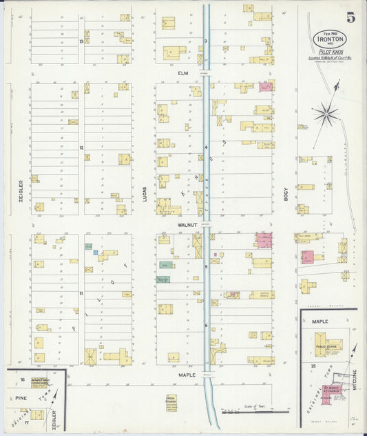 Sanborn Fire Insurance Map from Ironton, Iron County, Missouri (1908), Sheet #0005 - Historic Sanborn Fire Insurance Map Print, vintage old map wall art, antique decor, genealogy gift, Missouri Missouri map