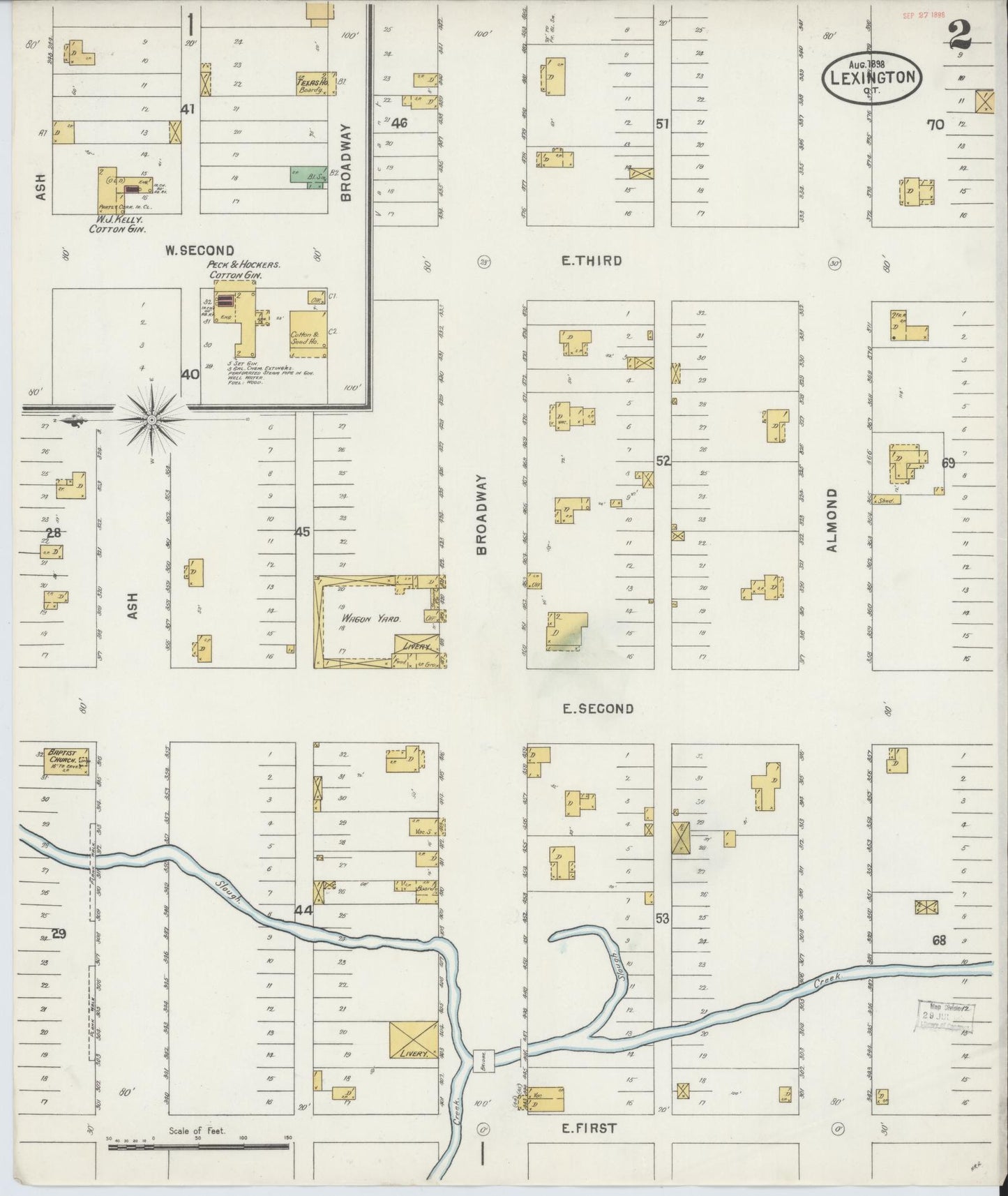 Sanborn Fire Insurance Map from Lexington, Cleveland County, Oklahoma (1898), Sheet #0002 - Complete Map Set gallery image, historic Sanborn map, vintage wall art, Oklahoma Oklahoma