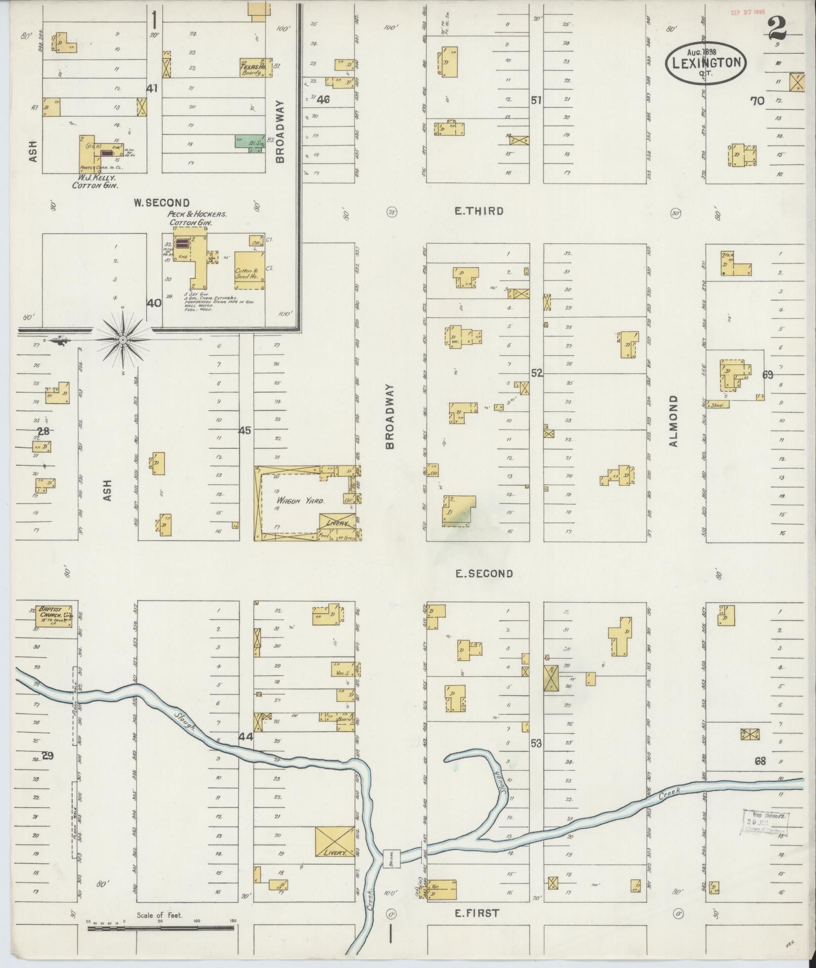 Sanborn Fire Insurance Map from Lexington, Cleveland County, Oklahoma (1898), Sheet #0002 - Complete Map Set gallery image, historic Sanborn map, vintage wall art, Oklahoma Oklahoma