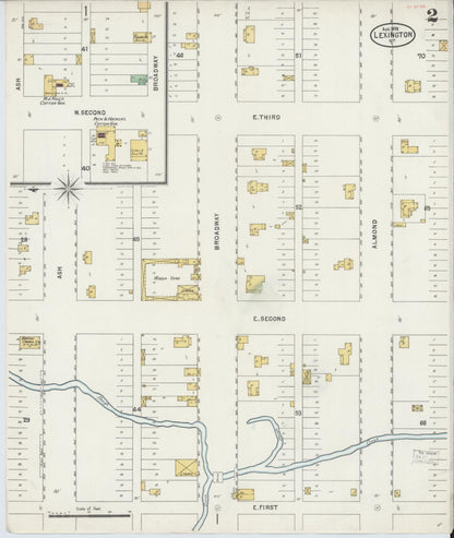 Sanborn Fire Insurance Map from Lexington, Cleveland County, Oklahoma (1898), Sheet #0002 - Complete Map Set gallery image, historic Sanborn map, vintage wall art, Oklahoma Oklahoma