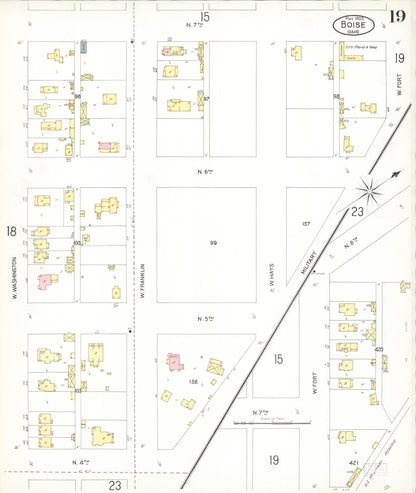 Sanborn Fire Insurance Map from Boise, Ada County, Idaho (1903), Sheet #0019 - Complete Map Set gallery image, historic Sanborn map, vintage wall art, Idaho Idaho