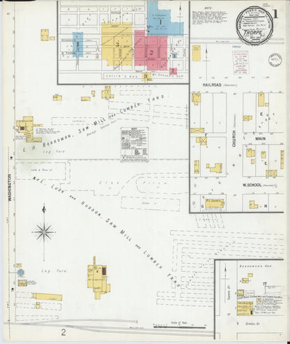 Sanborn Fire Insurance Map from Thorpe, Clark County, Wisconsin (1900), Sheet #0001 - Complete Map Set gallery image, historic Sanborn map, vintage wall art, Wisconsin Wisconsin