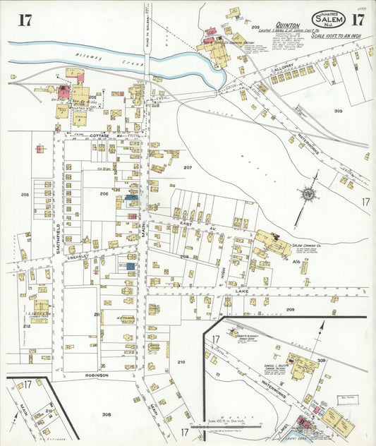 Sanborn Fire Insurance Map from Salem, Salem County, New Jersey (1923), Sheet #0017 - Historic Sanborn Fire Insurance Map Print, vintage old map wall art, antique decor, genealogy gift, New Jersey New Jersey map