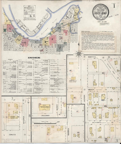 Sanborn Fire Insurance Map from South Bend, Pacific County, Washington (1929), Sheet #0001 - Complete Map Set gallery image, historic Sanborn map, vintage wall art, Washington Washington