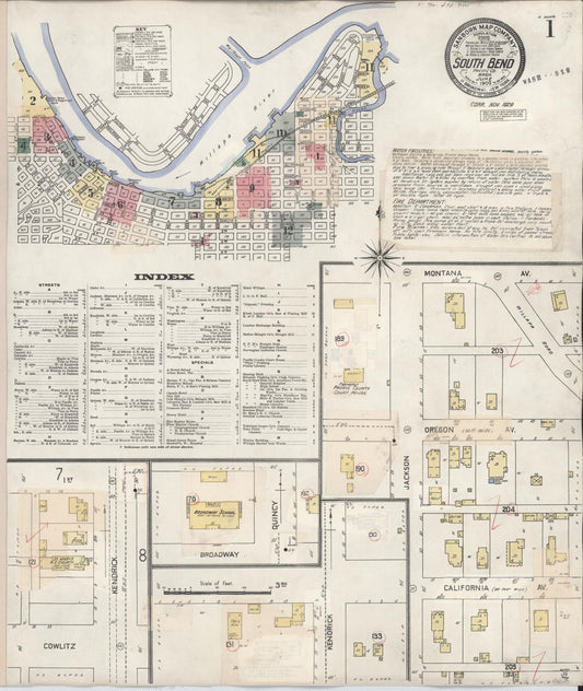 Sanborn Fire Insurance Map from South Bend, Pacific County, Washington (1929), Sheet #0001 - Complete Map Set gallery image, historic Sanborn map, vintage wall art, Washington Washington