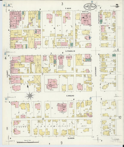 Sanborn Fire Insurance Map from Circleville, Pickaway County, Ohio (1907), Sheet #0005 - Complete Map Set gallery image, historic Sanborn map, vintage wall art, Ohio Ohio