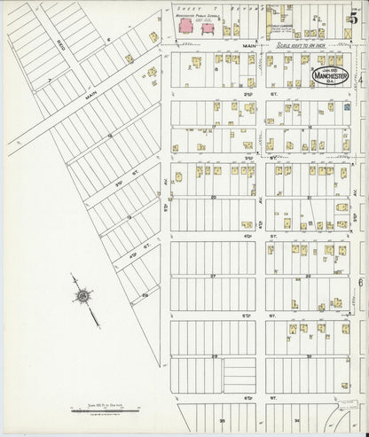 Sanborn Fire Insurance Map from Manchester, Meriweather County, Georgia (1921), Sheet #0005 - Complete Map Set gallery image, historic Sanborn map, vintage wall art, Georgia Georgia