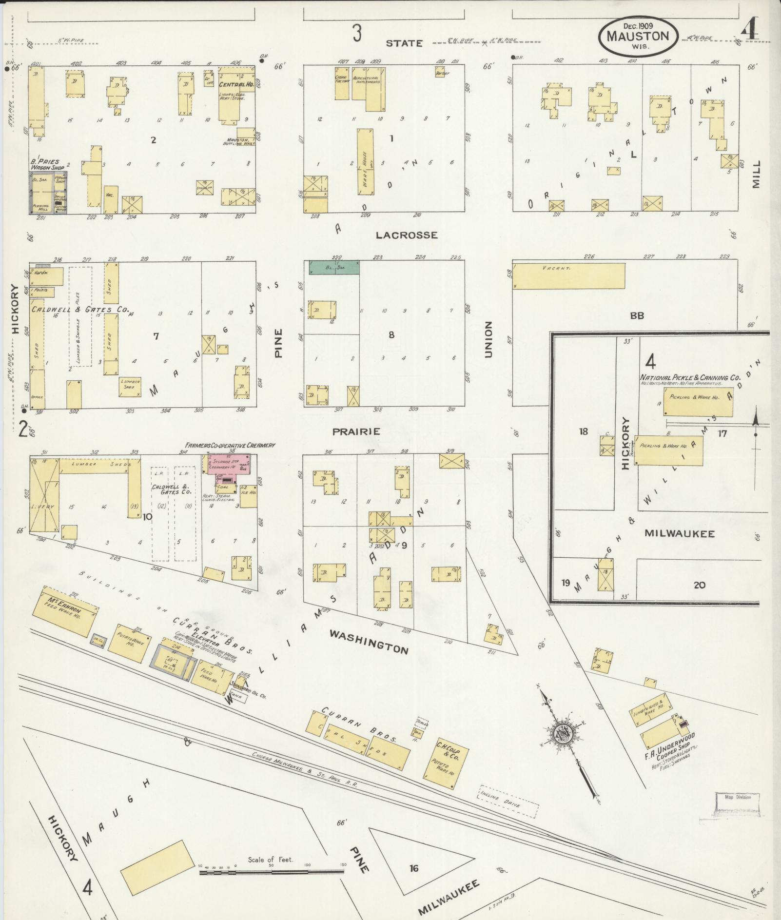 Sanborn Fire Insurance Map from Mauston, Juneau County, Wisconsin (1909), Sheet #0004 - Historic Sanborn Fire Insurance Map Print, vintage old map wall art, antique decor, genealogy gift, Wisconsin Wisconsin map