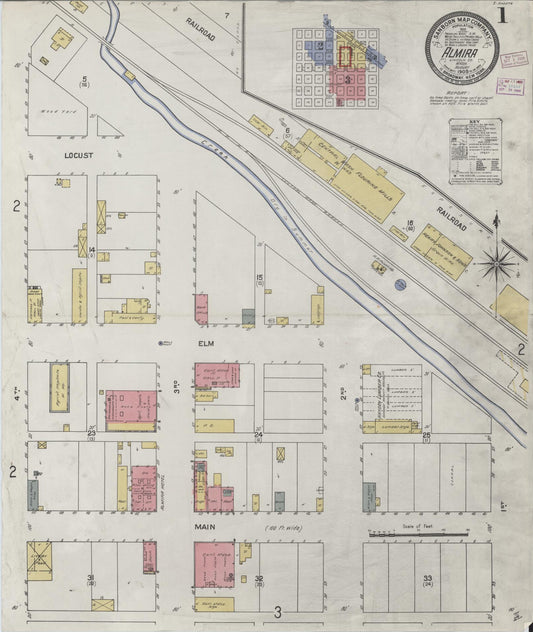 Sanborn Fire Insurance Map from Almira, Lincoln County, Washington (1909), Sheet #0001 - Historic Sanborn Fire Insurance Map Print, vintage old map wall art, antique decor, genealogy gift, Washington Washington map
