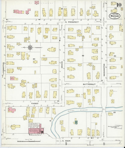 Sanborn Fire Insurance Map from Warsaw, Wyoming County, New York (1909), Sheet #0010 - Complete Map Set gallery image, historic Sanborn map, vintage wall art, Warsaw Wyoming