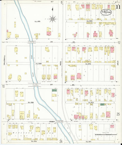 Sanborn Fire Insurance Map from Fort Madison, Lee County, Iowa (1907), Sheet #0011 - Historic Sanborn Fire Insurance Map Print