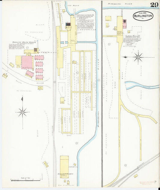 Sanborn Fire Insurance Map from Burlington, Des Moines County, Iowa (1892), Sheet #0029 - Historic Sanborn Fire Insurance Map Print, vintage old map wall art