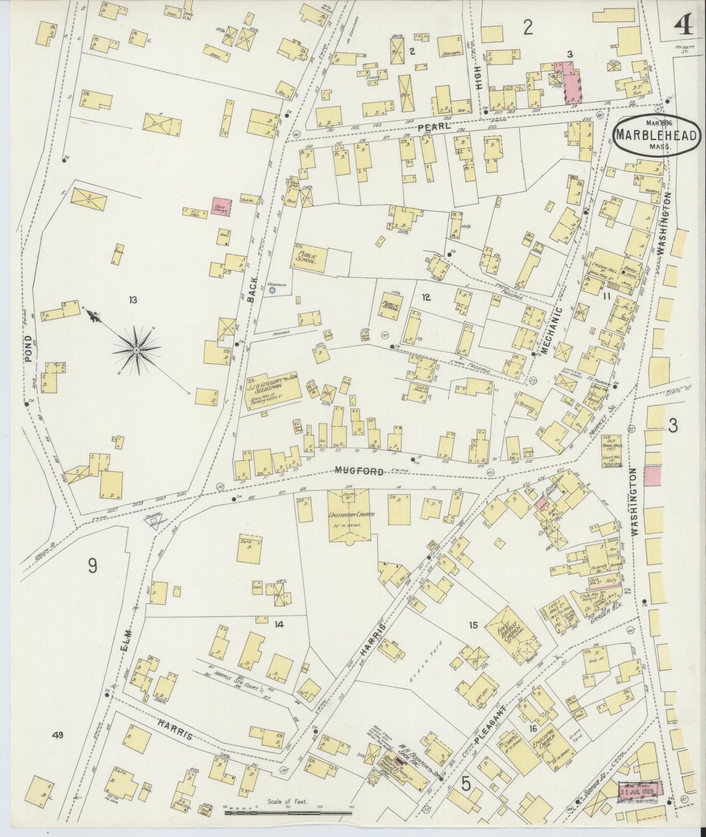 Sanborn Fire Insurance Map from Marblehead, Essex County, Massachusetts (1896), Sheet #0004 - Complete Map Set gallery image, historic Sanborn map, vintage wall art, Massachusetts Massachusetts