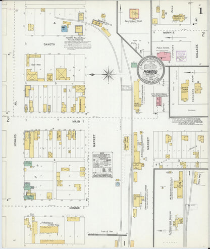 Sanborn Fire Insurance Map from Howard, Miner County, South Dakota (1904), Sheet #0001 - Complete Map Set gallery image, historic Sanborn map, vintage wall art, South Dakota South Dakota