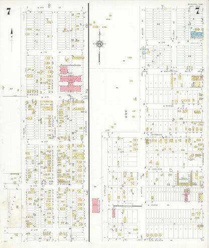 Sanborn Fire Insurance Map from Borger, Hutchinson County, Texas (1933), Sheet #0007 - Complete Map Set gallery image, historic Sanborn map, vintage wall art, Texas Texas