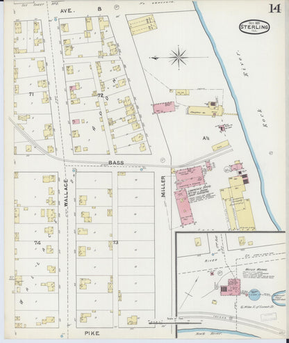 Sanborn Fire Insurance Map from Sterling, Whiteside County, Illinois (1891), Sheet #0014 - Complete Map Set gallery image, historic Sanborn map, vintage wall art, Illinois Illinois