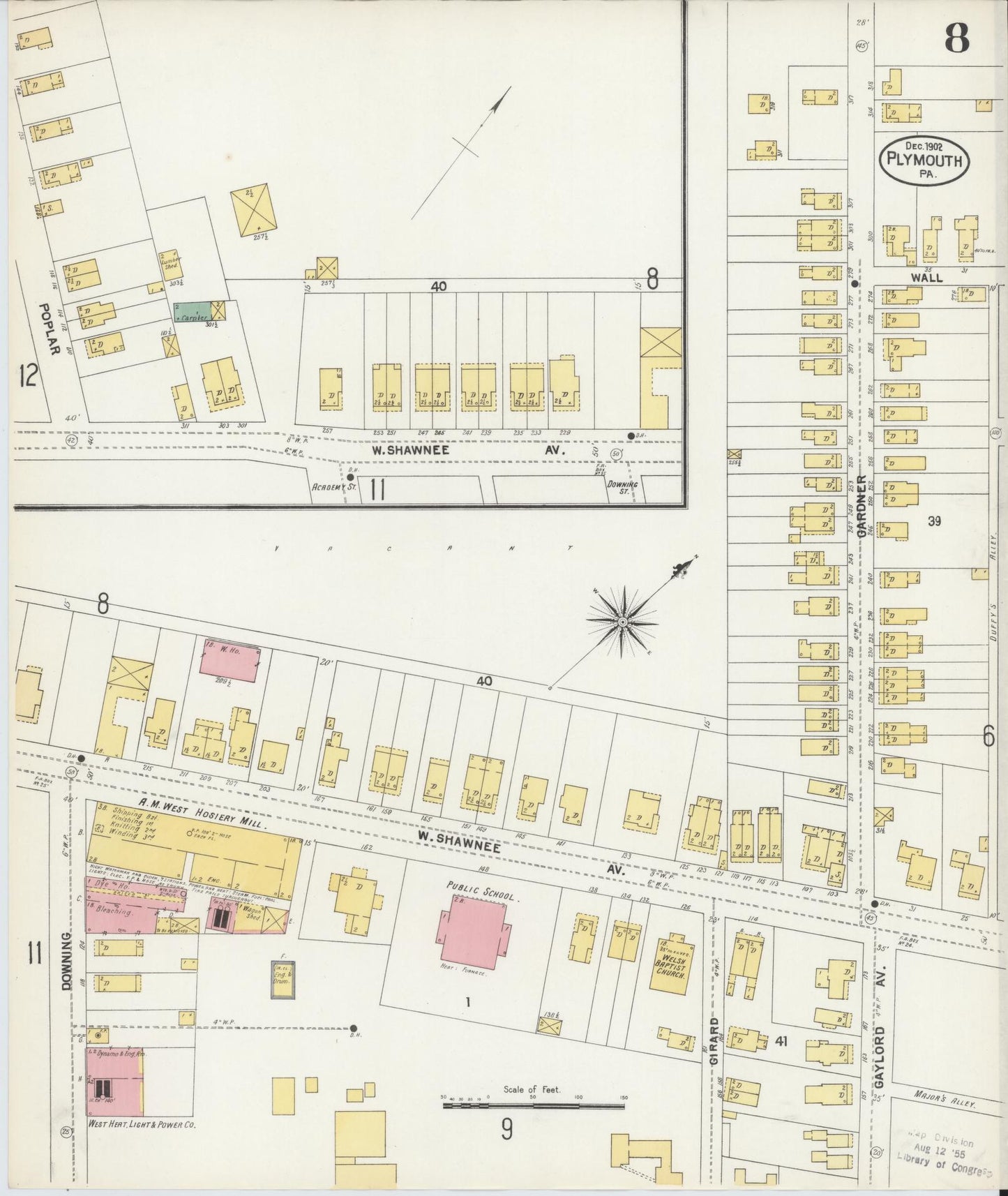 Sanborn Fire Insurance Map from Plymouth, Luzerne County, Pennsylvania (1902), Sheet #0008 - Complete Map Set gallery image, historic Sanborn map, vintage wall art, Pennsylvania Pennsylvania