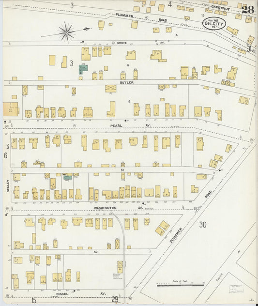 Sanborn Fire Insurance Map from Oil City, Venango County, Pennsylvania (1906), Sheet #0028 - Historic Sanborn Fire Insurance Map Print, vintage old map wall art, antique decor, genealogy gift, Pennsylvania Pennsylvania map