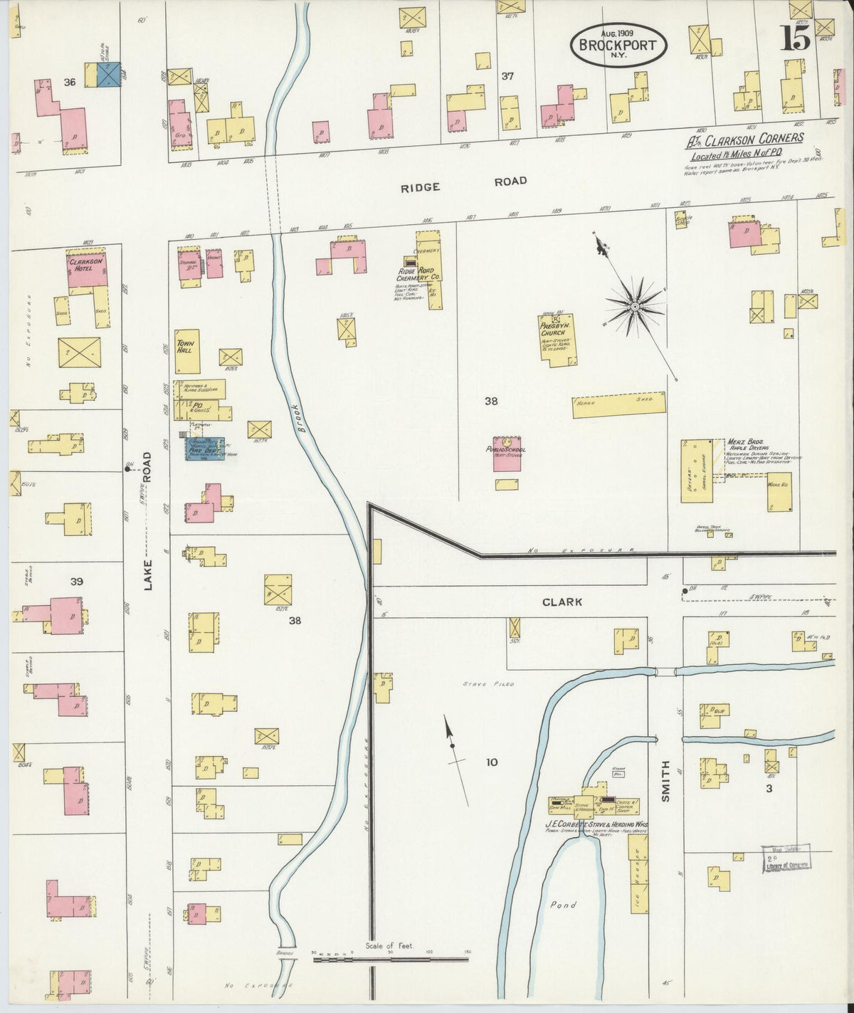 Sanborn Fire Insurance Map from Brockport, Monroe County, New York (1909), Sheet #0015 - Complete Map Set gallery image, historic Sanborn map, vintage wall art, New York New York