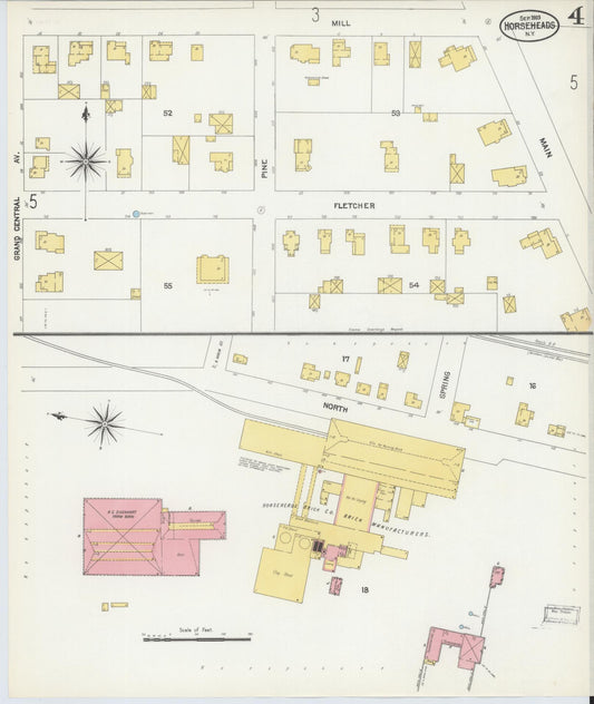 Sanborn Fire Insurance Map from Horseheads, Chemung County, New York (1903), Sheet #0004 - Historic Sanborn Fire Insurance Map Print, vintage old map wall art, antique decor, genealogy gift, New York New York map