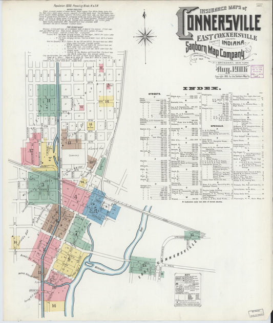 Sanborn Fire Insurance Map from Connersville, Fayette County, Indiana. (1906) – Historic Sanborn Fire Insurance Map Print