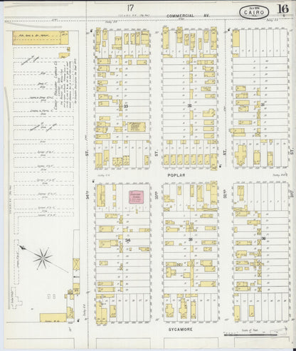 Sanborn Fire Insurance Map from Cairo, Alexander County, Illinois (1896), Sheet #0016 - Historic Sanborn Fire Insurance Map Print, vintage old map wall art, antique decor, genealogy gift, Illinois Illinois map