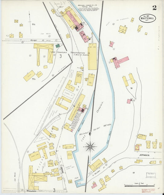 Sanborn Fire Insurance Map from Whitehall, Washington County, New York (1907), Sheet #0002 - Historic Sanborn Fire Insurance Map Print, vintage old map wall art, antique decor, genealogy gift, New York New York map