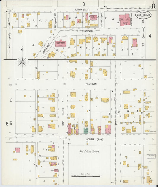 Sanborn Fire Insurance Map from Lexington, Lafayette County, Missouri (1900), Sheet #0008 - Historic Sanborn Fire Insurance Map Print, vintage old map wall art, antique decor, genealogy gift, Missouri Missouri map