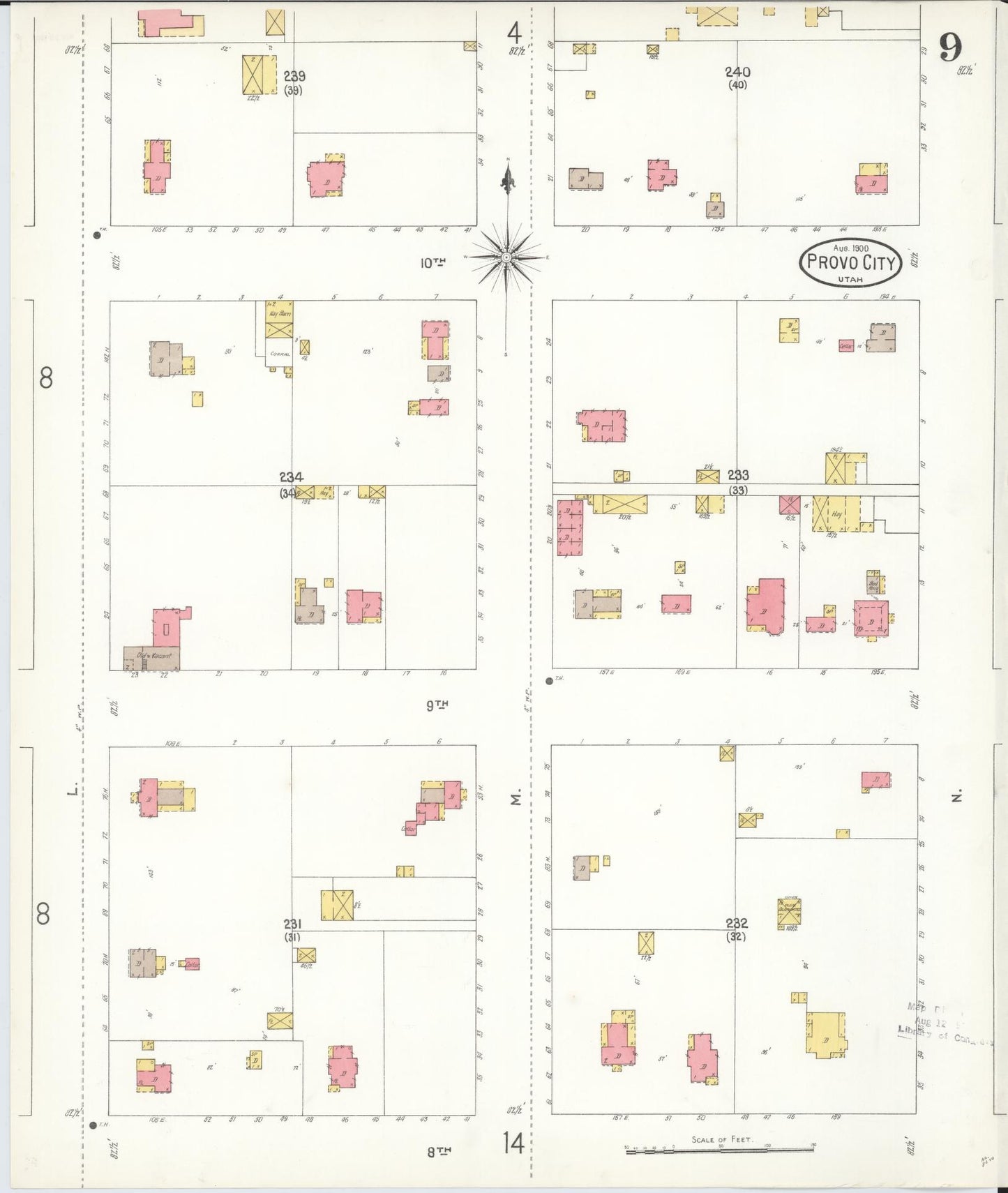 Sanborn Fire Insurance Map from Provo, Utah County, Utah (1900), Sheet #0009 - Complete Map Set gallery image, historic Sanborn map, vintage wall art, Provo Utah