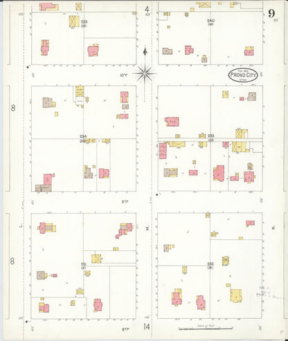 Sanborn Fire Insurance Map from Provo, Utah County, Utah (1900), Sheet #0009 - Complete Map Set gallery image, historic Sanborn map, vintage wall art, Provo Utah