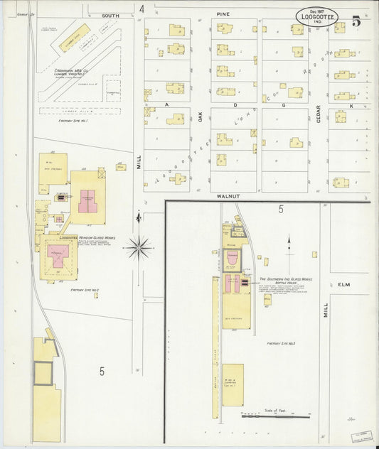 Sanborn Fire Insurance Map from Loogootee, Martin County, Indiana (1907), Sheet #0005 - Historic Sanborn Fire Insurance Map Print, vintage old map wall art, antique decor, genealogy gift, Indiana Indiana map