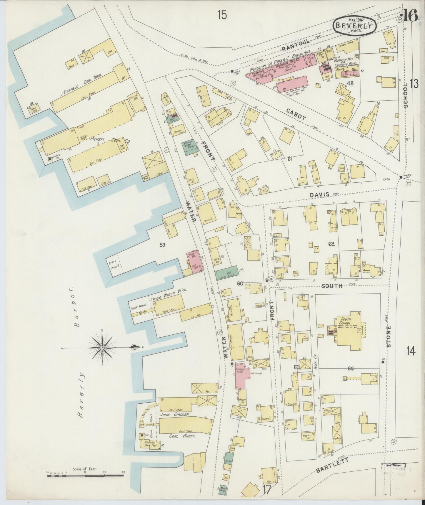 Sanborn Fire Insurance Map from Beverly, Essex County, Massachusetts (1896), Sheet #0016 - Complete Map Set gallery image, historic Sanborn map, vintage wall art, Massachusetts Massachusetts