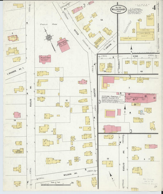 Sanborn Fire Insurance Map from Willoughby, Lake County, Ohio (1911), Sheet #0004 - Historic Sanborn Fire Insurance Map Print, vintage old map wall art, antique decor, genealogy gift, Ohio Ohio map
