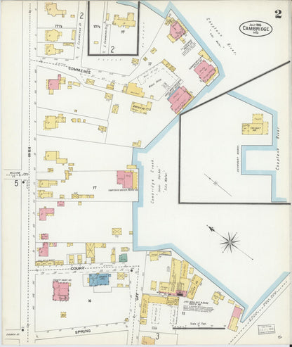 Sanborn Fire Insurance Map from Cambridge, Dorchester County, Maryland (1906), Sheet #0002 - Complete Map Set gallery image, historic Sanborn map, vintage wall art, Maryland Maryland