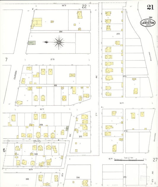 Sanborn Fire Insurance Map from Lewiston, Nez Perce County, Idaho (1909), Sheet #0021 - Historic Sanborn Fire Insurance Map Print, vintage old map wall art, antique decor, genealogy gift, Idaho Idaho map