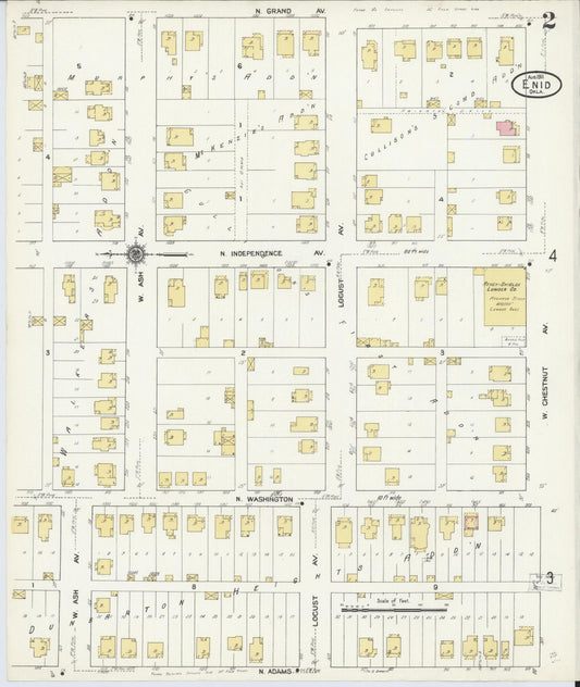 Sanborn Fire Insurance Map from Enid, Garfield County, Oklahoma (1911), Sheet #0002 - Historic Sanborn Fire Insurance Map Print, vintage old map wall art, antique decor, genealogy gift, Oklahoma Oklahoma map