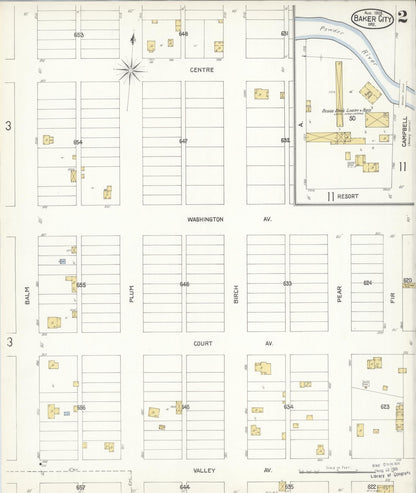 Sanborn Fire Insurance Map from Baker, Baker County, Oregon (1903), Sheet #0002 - Complete Map Set gallery image, historic Sanborn map, vintage wall art, Oregon Oregon