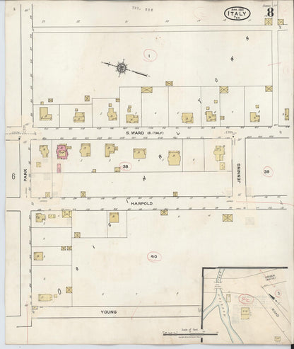 Sanborn Fire Insurance Map from Italy, Ellis County, Texas (1944), Sheet #0008 - Complete Map Set gallery image, historic Sanborn map, vintage wall art, Texas Texas