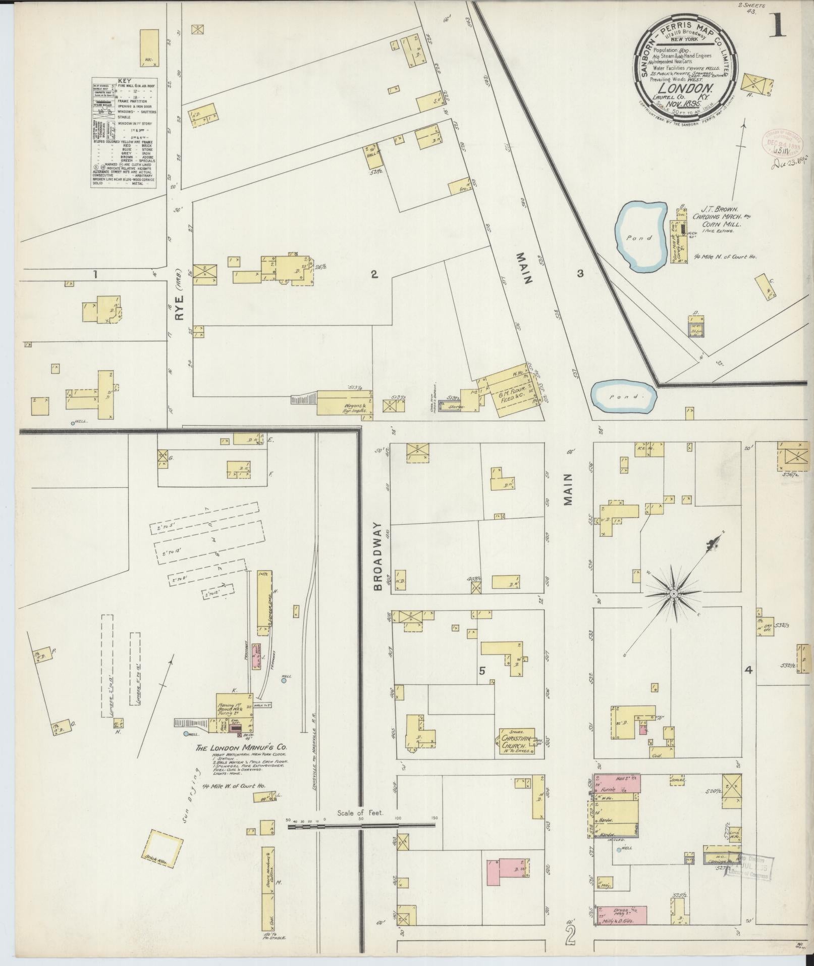 Sanborn Fire Insurance Map from London, Laurel County, Kentucky. (1895) – Historic Sanborn Fire Insurance Map Print