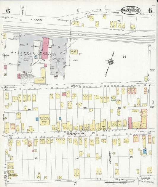 Sanborn Fire Insurance Map from Brackenridge, Allegheny County, Pennsylvania (1924), Sheet #0006 - Historic Sanborn Fire Insurance Map Print, vintage old map wall art, antique decor, genealogy gift, Pennsylvania Pennsylvania map