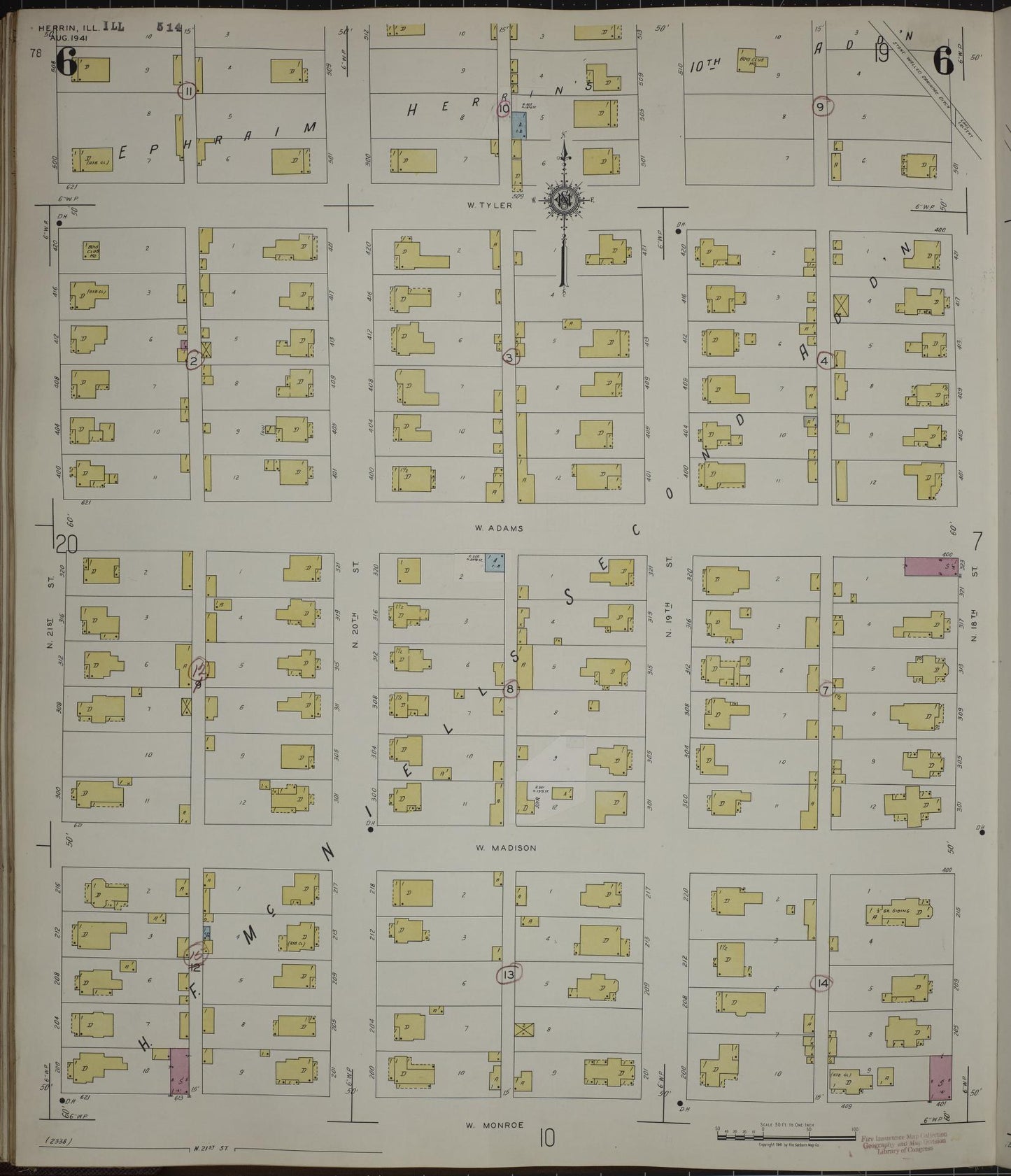 Sanborn Fire Insurance Map from Herrin, Williamson County, Illinois (1947), Sheet #0006 - Complete Map Set gallery image, historic Sanborn map, vintage wall art, Illinois Illinois