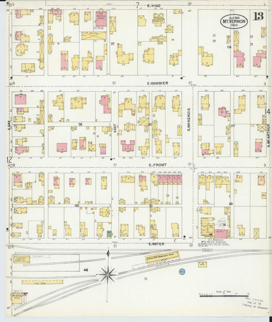 Sanborn Fire Insurance Map from Mount Vernon, Knox County, Ohio (1903), Sheet #0013 - Historic Sanborn Fire Insurance Map Print, vintage old map wall art, antique decor, genealogy gift, Ohio Ohio map