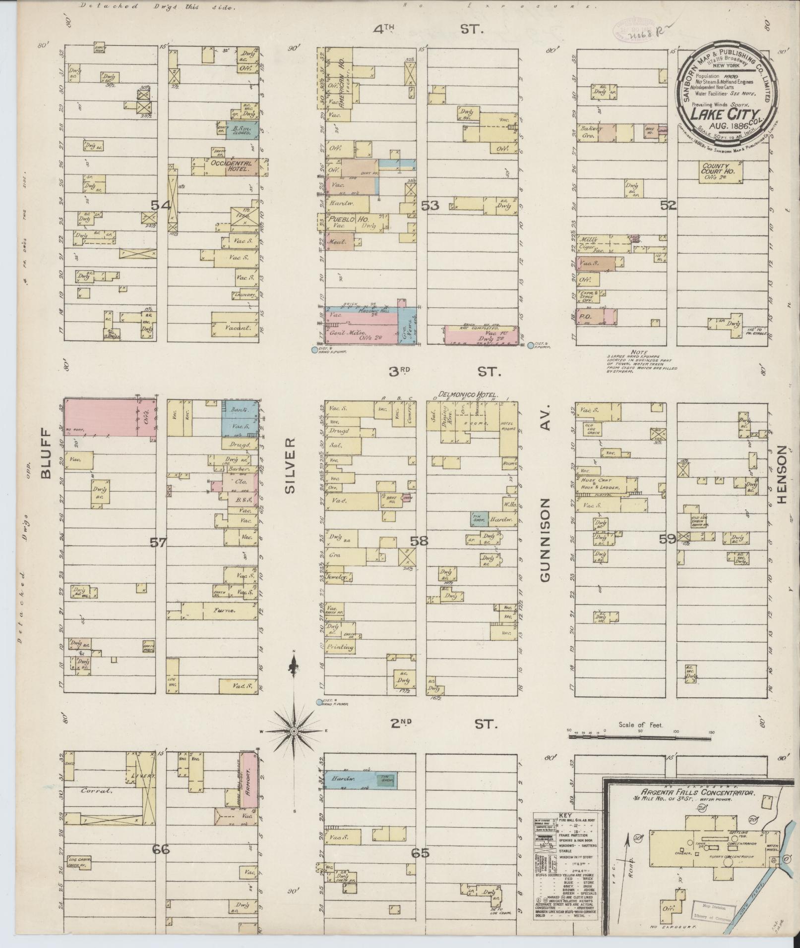 Sanborn Fire Insurance Map from Lake City, Hinsdale County, Colorado. (1886) – Historic Sanborn Fire Insurance Map Print